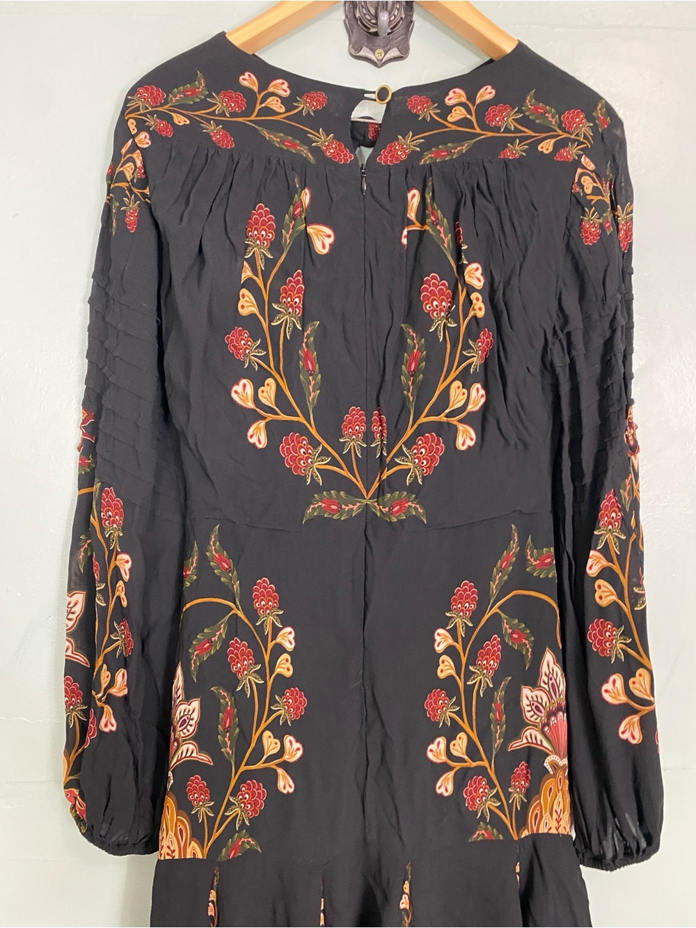 Farm Rio Berry Garden Long Sleeve Pleated Midi Dress Floral Large - Picture 6 of 8